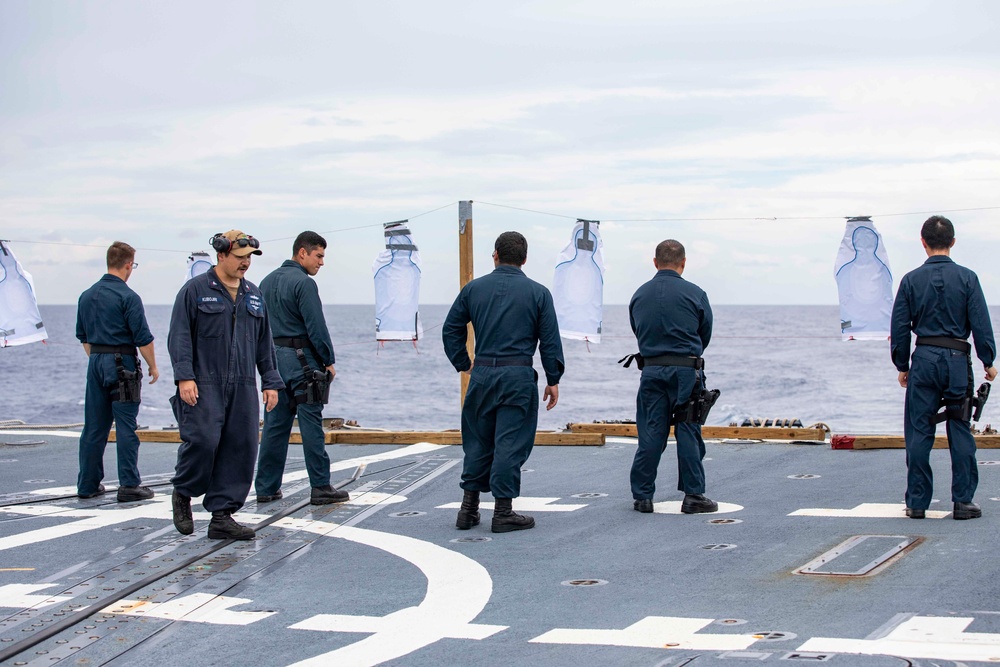 USS Ralph Johnson conducts gun shoot.