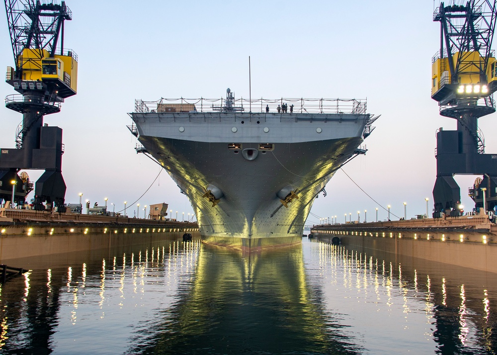 USS ESSEX Departs Dry Dock