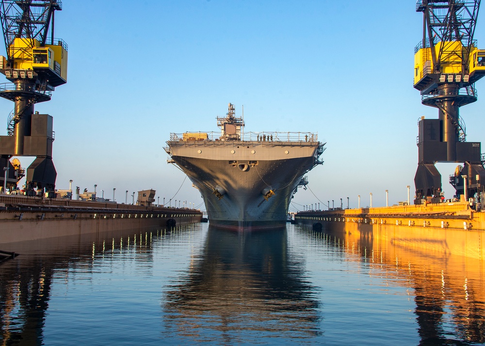 USS ESSEX Departs Dry Dock