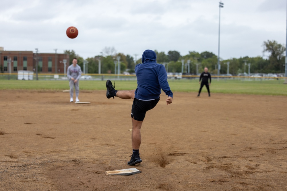 Single Marine Program host a kickball for Marines of MARFORCOM