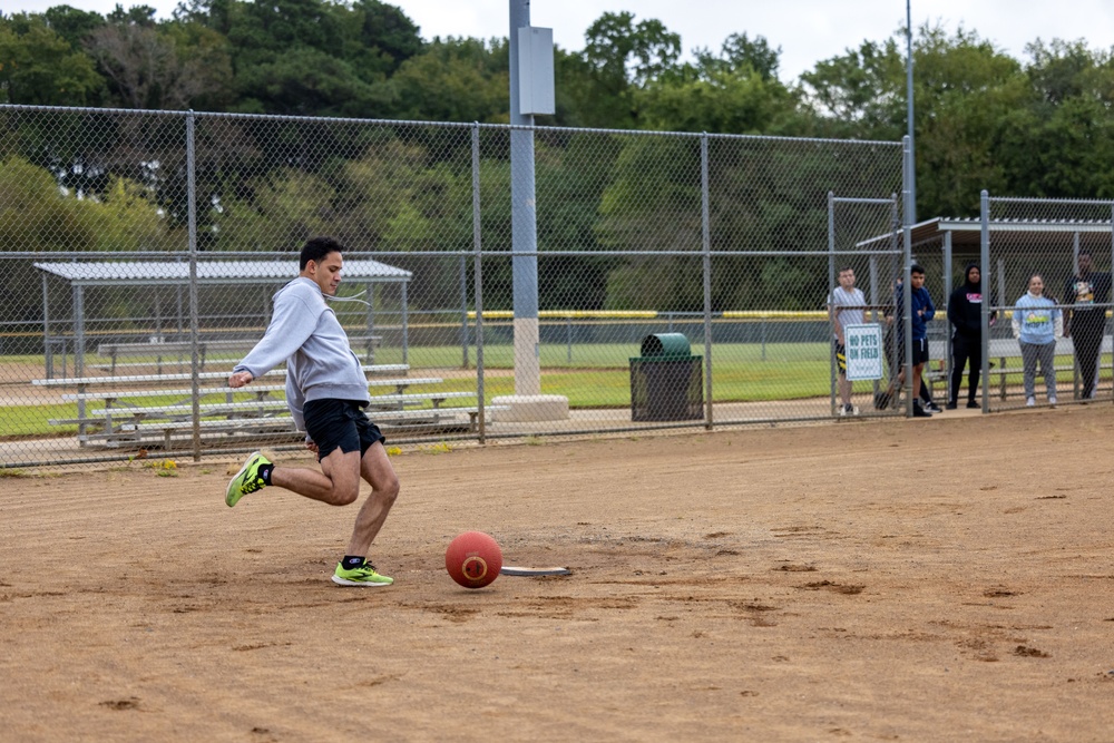 Single Marine Program host a kickball for Marines of MARFORCOM