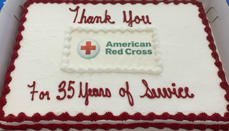 Celebrating 35 years of volunteer service with the American Red Cross
