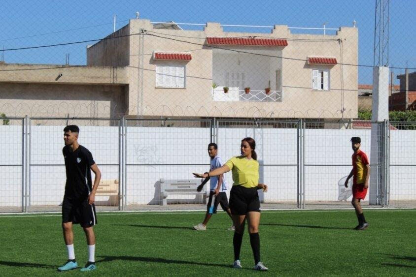 Youth from Ben Arous participating in the football tournament at the USAID Ma3an renovated Sports Complex