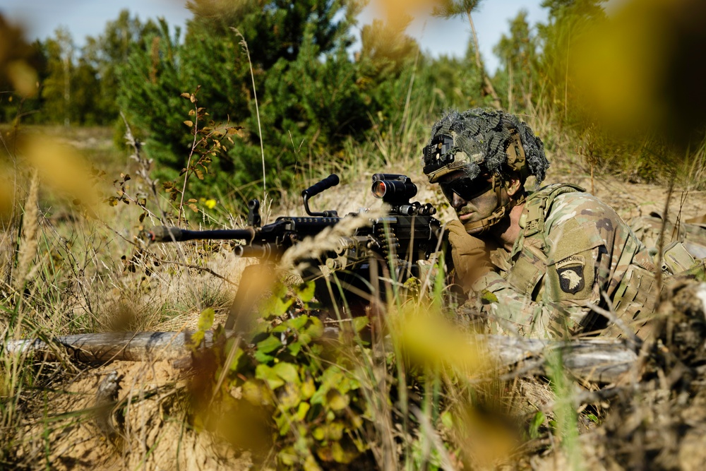 Task Force Marne and NATO allies from Poland and Latvia test their readiness during a force-on-force training exercise in Latvia