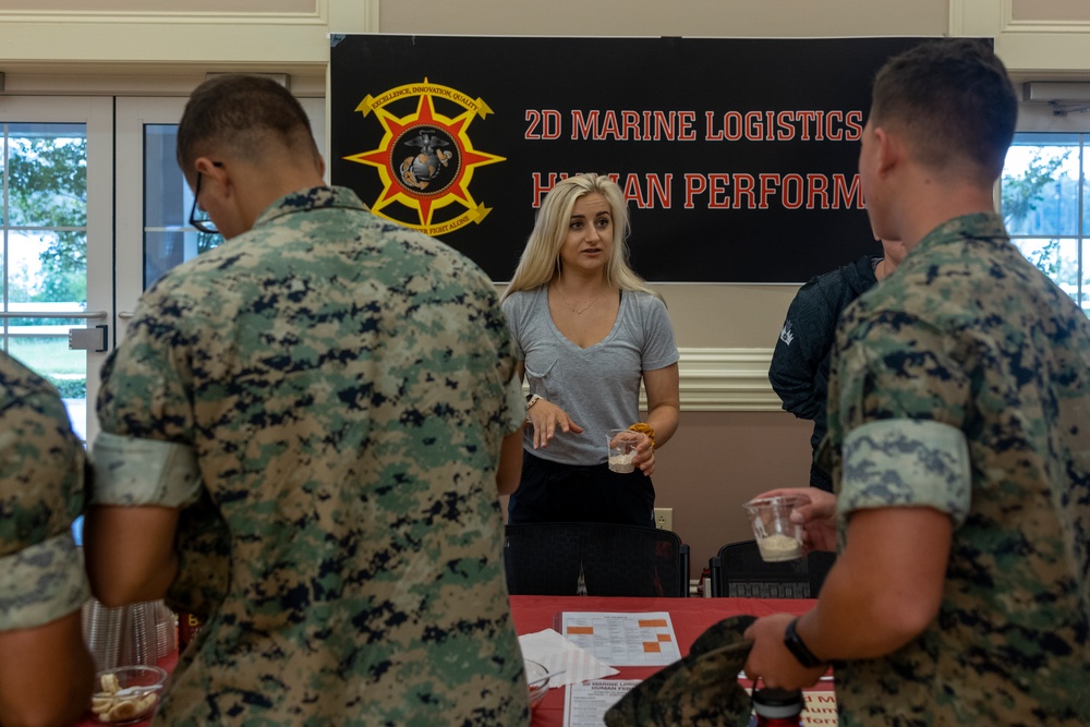 Marines and Sailors of 2nd Marine Logistics Group attend the 2nd MLG Readiness Extravaganza