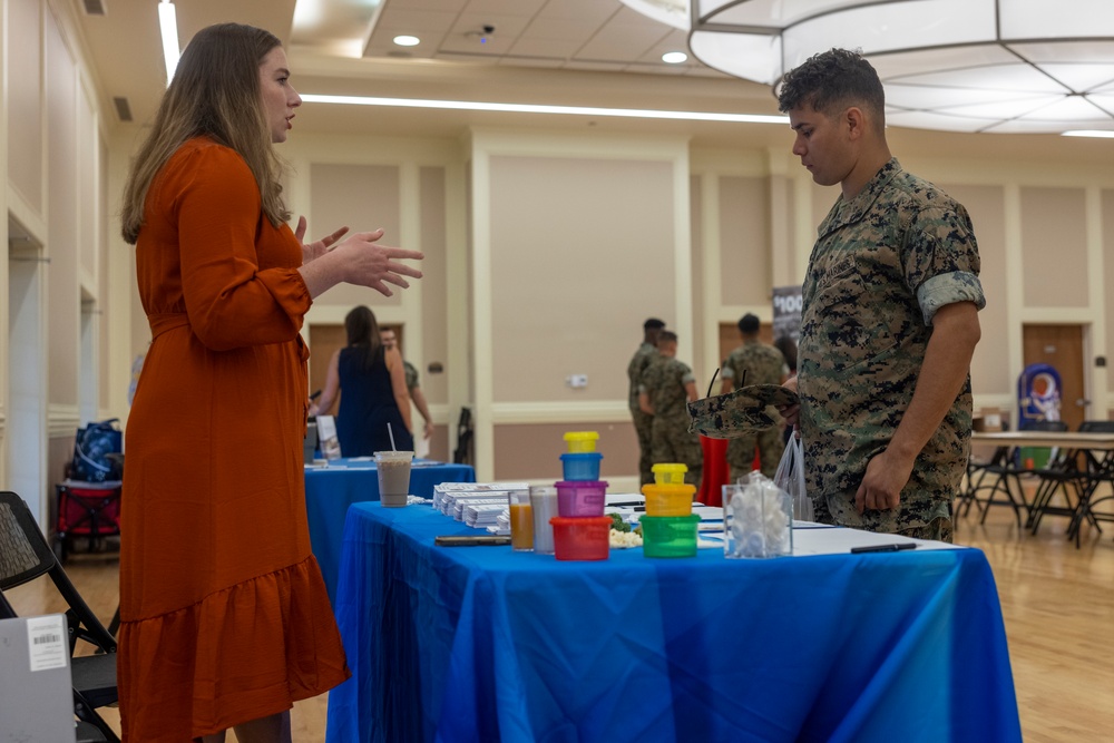Marines and Sailors of 2nd Marine Logistics Group attend the 2nd MLG Readiness Extravaganza