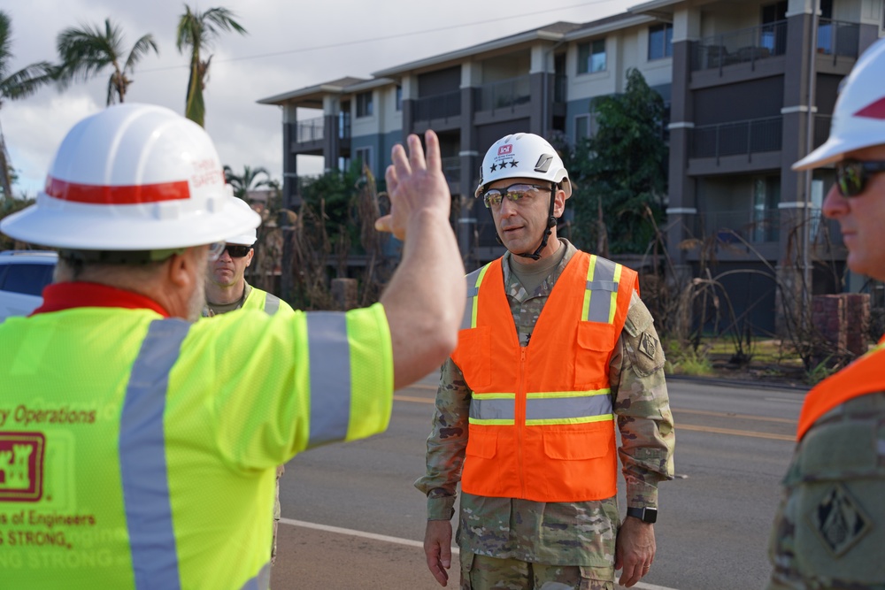 Chief of Engineers surveys fire-damaged areas in Lahaina