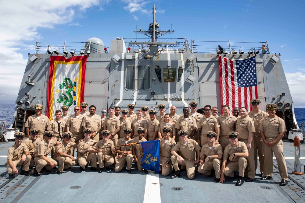 USS Ralph Johnson conducts chief pinning ceremony.