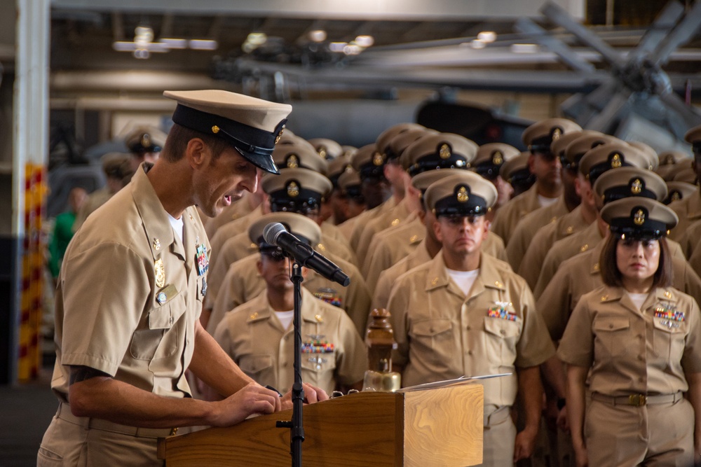USS Ronald Reagan (CVN 76) advances 66 Chief Petty Officers during ceremony