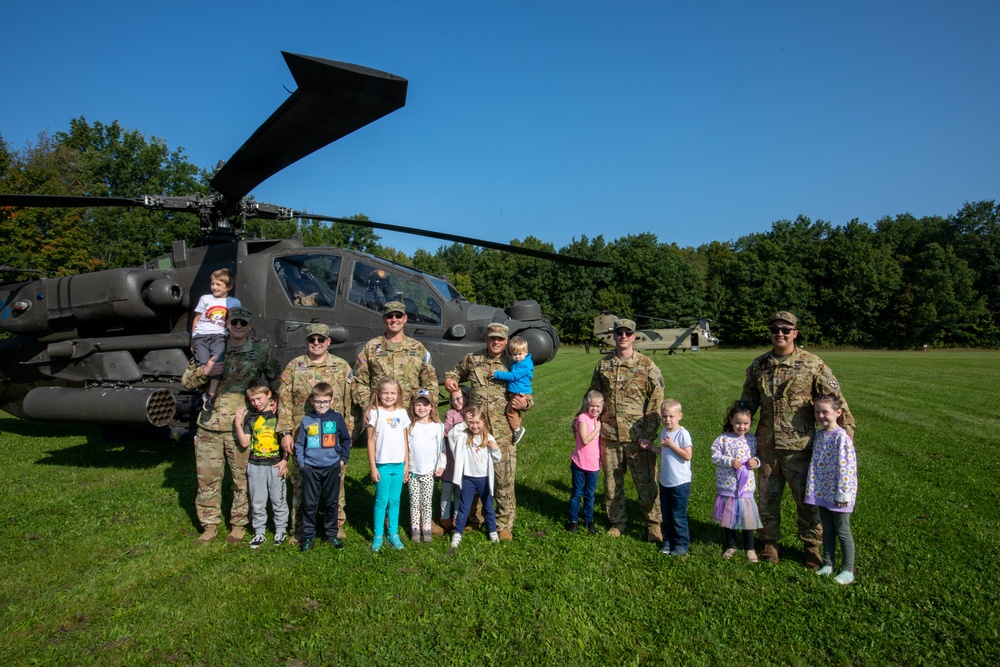 Pilots visit their children at school