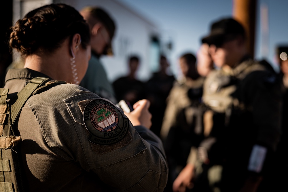 MCAGCC PMO Special Reaction Team Marines perform close-quarter combat tactics range