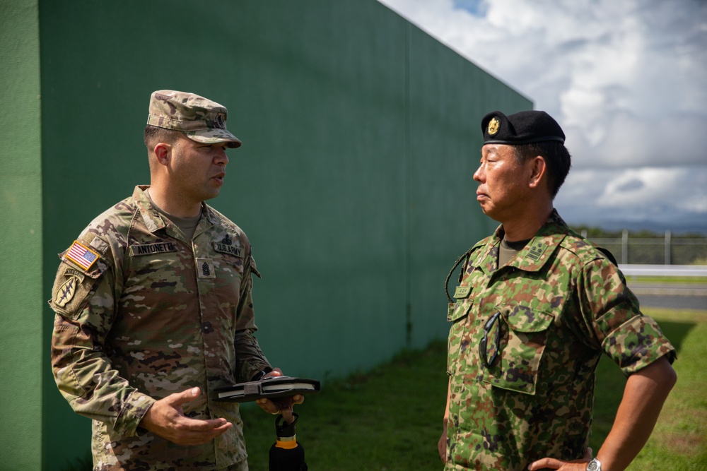 JGSDF 5th Brigade Headquarters Chief of Staff visits Camp Amami during Orient Shield 2023