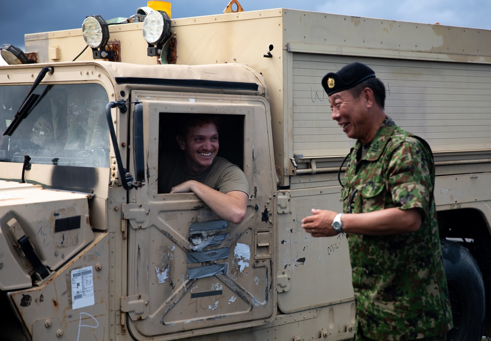 JGSDF 5th Brigade Headquarters Chief of Staff visits Camp Amami during Orient Shield 2023