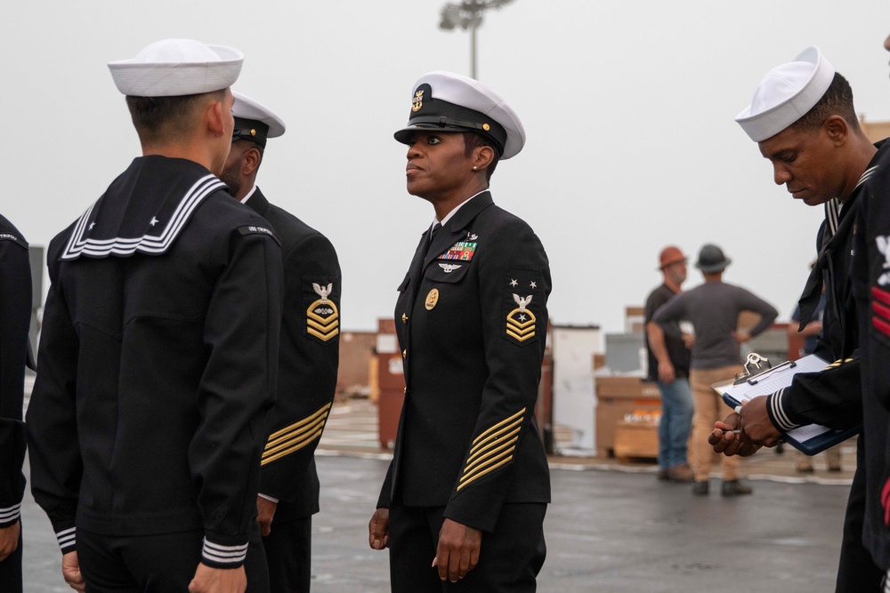 USS Air Dept Conducts Uniform Inspection