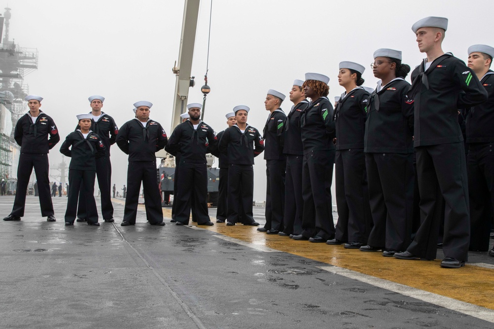 USS Air Dept Conducts Uniform Inspection