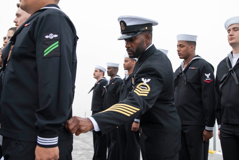 USS Air Dept Conducts Uniform Inspection