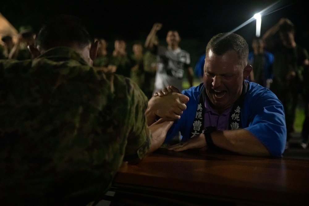 1st MDTF Soldiers and JGSDF service members celebrate the conclusion of Orient Shield 2023