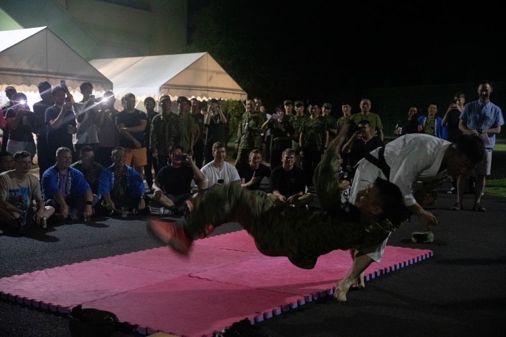 1st MDTF Soldiers and JGSDF service members celebrate the conclusion of Orient Shield 2023