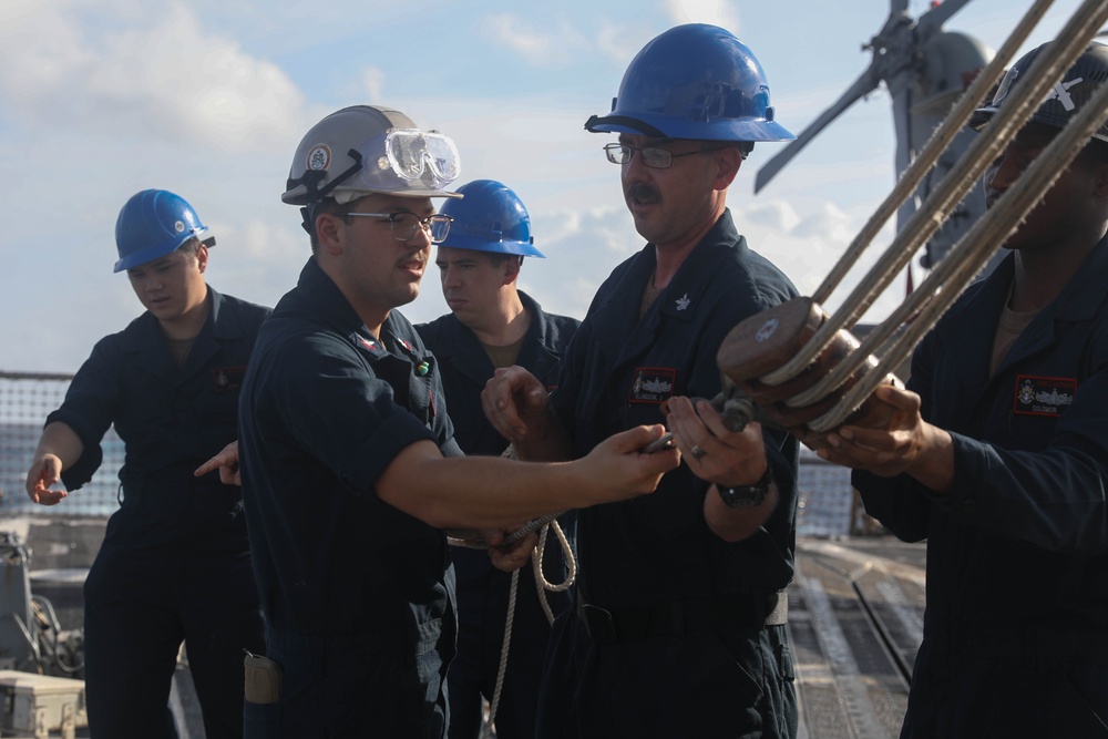 Sailors Conduct a Torpedo Upload Aboard USS Rafael Peralta (DDG 115)