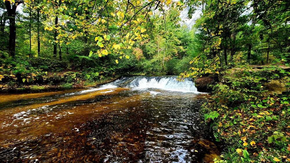 Fall colors 2023 at Trout Falls in Fort McCoy's Pine View Recreation Area