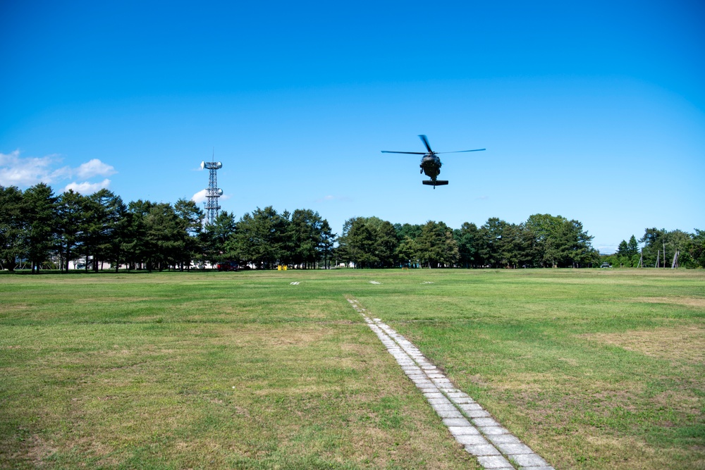 U.S. Army UH-60 Black Hawk Approaches Helipad