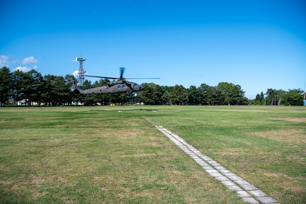 U.S. Army UH-60 Black Hawk Lands on Helipad