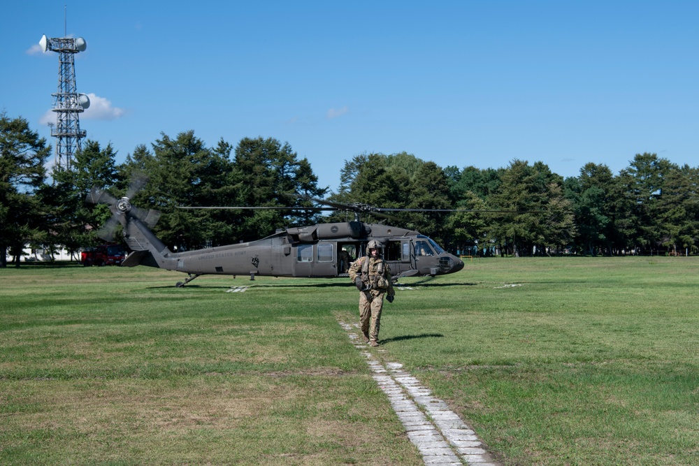 U.S. Army Soldier Departs UH-60 Black Hawk