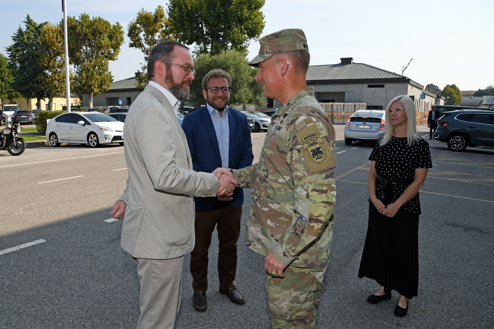 Major of Vicenza Giacomo Possamai visits Caserma Ederle in Vicenza, Italy