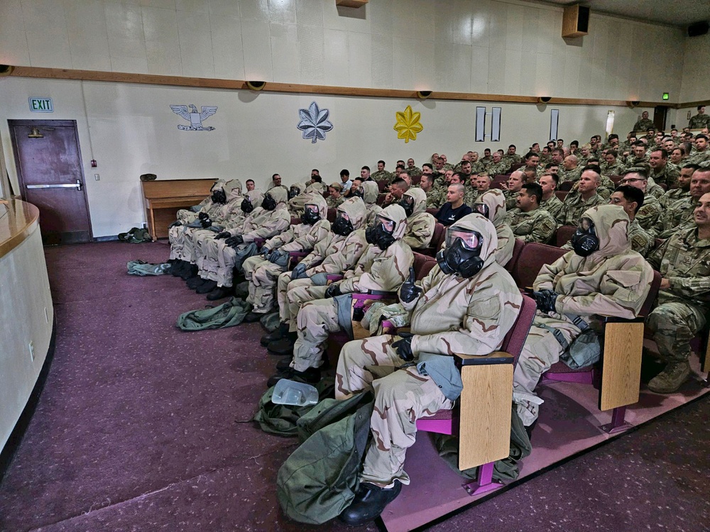 173rd Fighter Wing Airmen receive pre-deployment briefings for the upcoming deployment to Kadena Air Base, Japan.