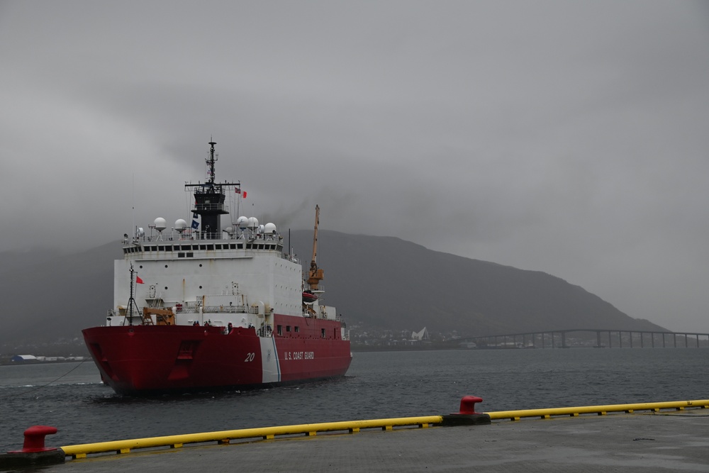 U.S. Coast Guard Cutter Healy moors in Tromsø, Norway