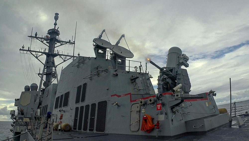 USS Dewey (DDG 105) Conducts a Live-Fire Exercise With the Close-In Weapons System While Operating in the Philippine Sea