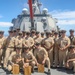 The Arleigh Burke-class guided-missile destroyer USS Rafael Peralta (DDG 115) hosts a chief pinning ceremony on the foc’sle in the South China Sea