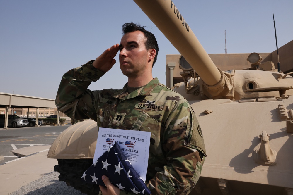 Flag flown over Camp Arifjan, Kuwait, September 2023