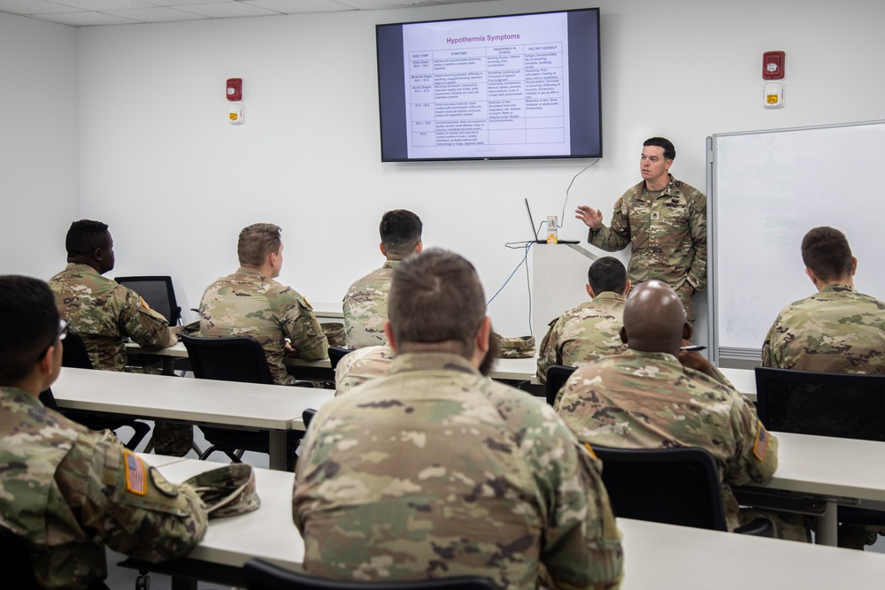 Soldiers with the 10th Mountain Division conducted a cold weather, medical and CASEVAC training lane during Alpine Readiness Week, Oct. 2, 2023, on Fort Drum, New York.