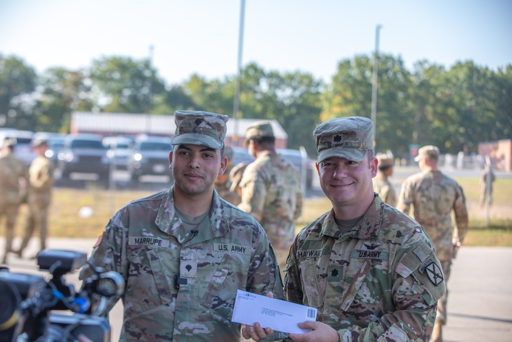 Spc. Marrupe Poses with Lt. Col. Hayward