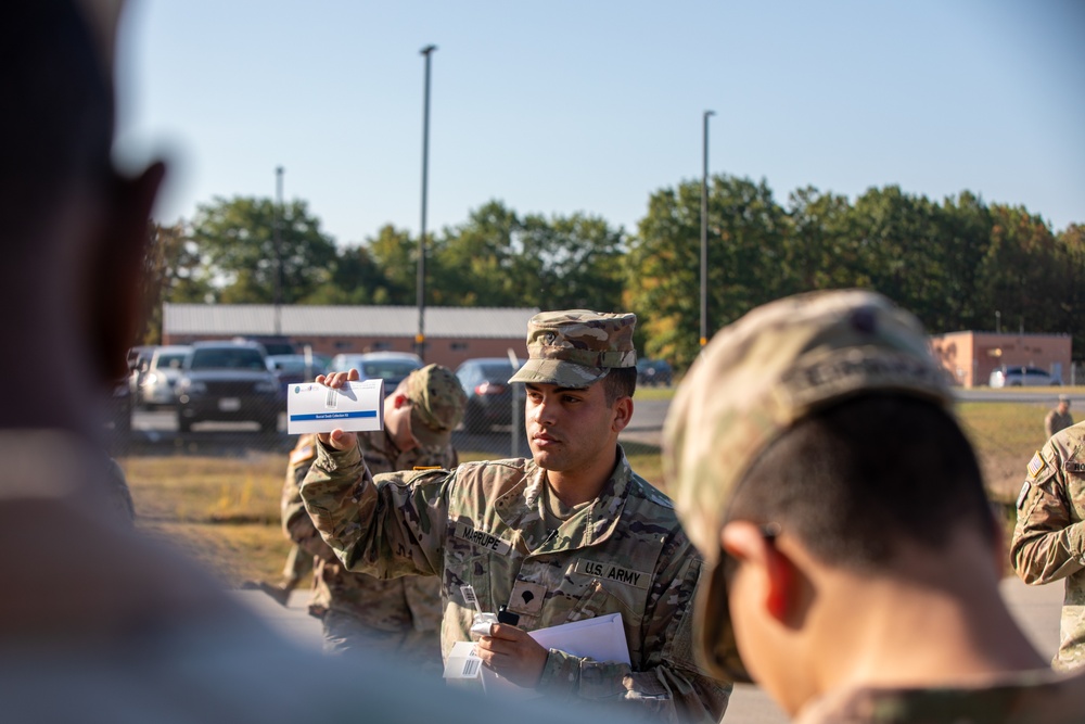 Spc. Marrupe Gives Soldiers instructions
