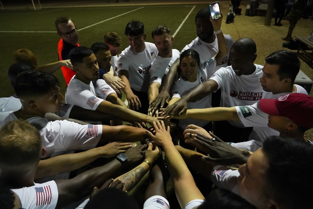 USAF and RSAF hold coalition soccer match