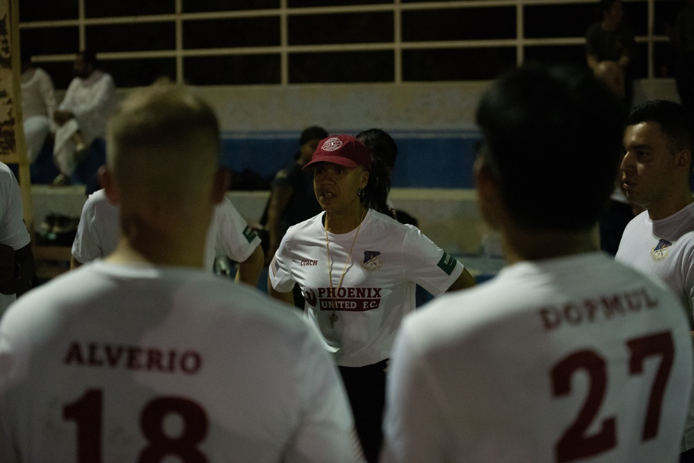 USAF and RSAF hold coalition soccer match