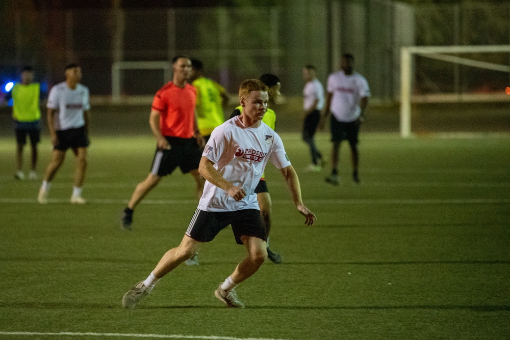 USAF and RSAF hold coalition soccer match