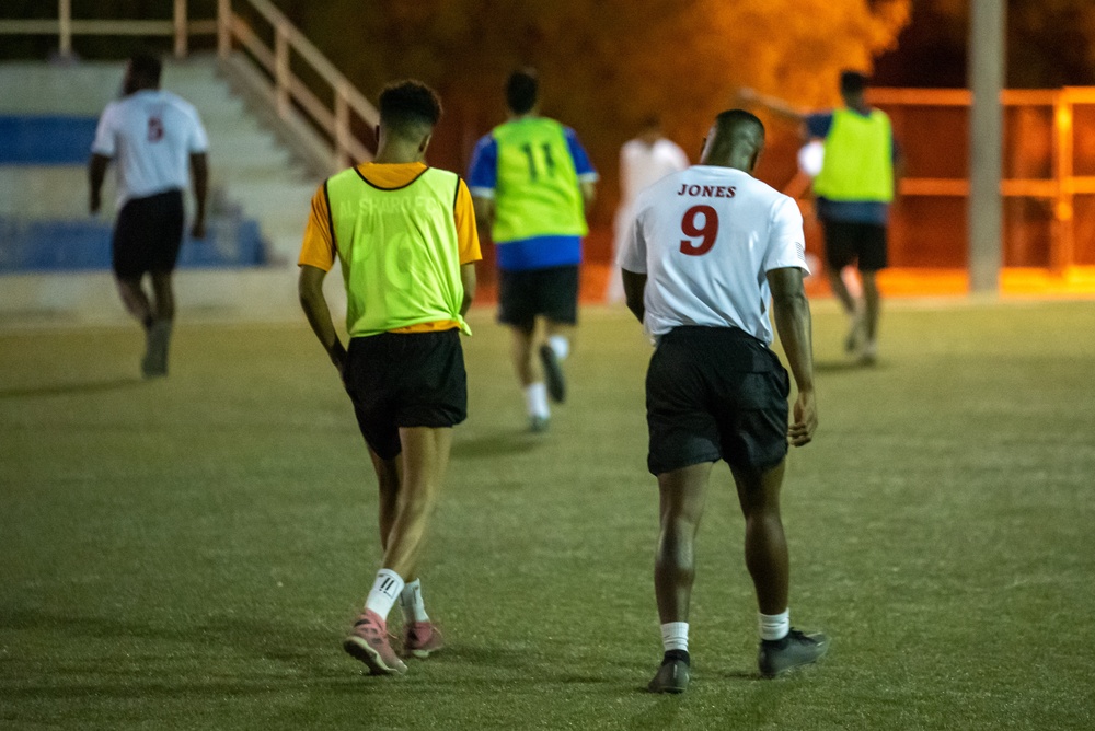 USAF and RSAF hold coalition soccer match