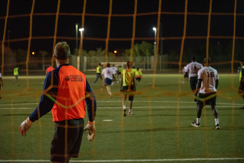 USAF and RSAF hold coalition soccer match