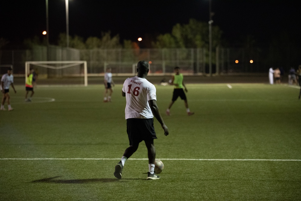 USAF and RSAF hold coalition soccer match