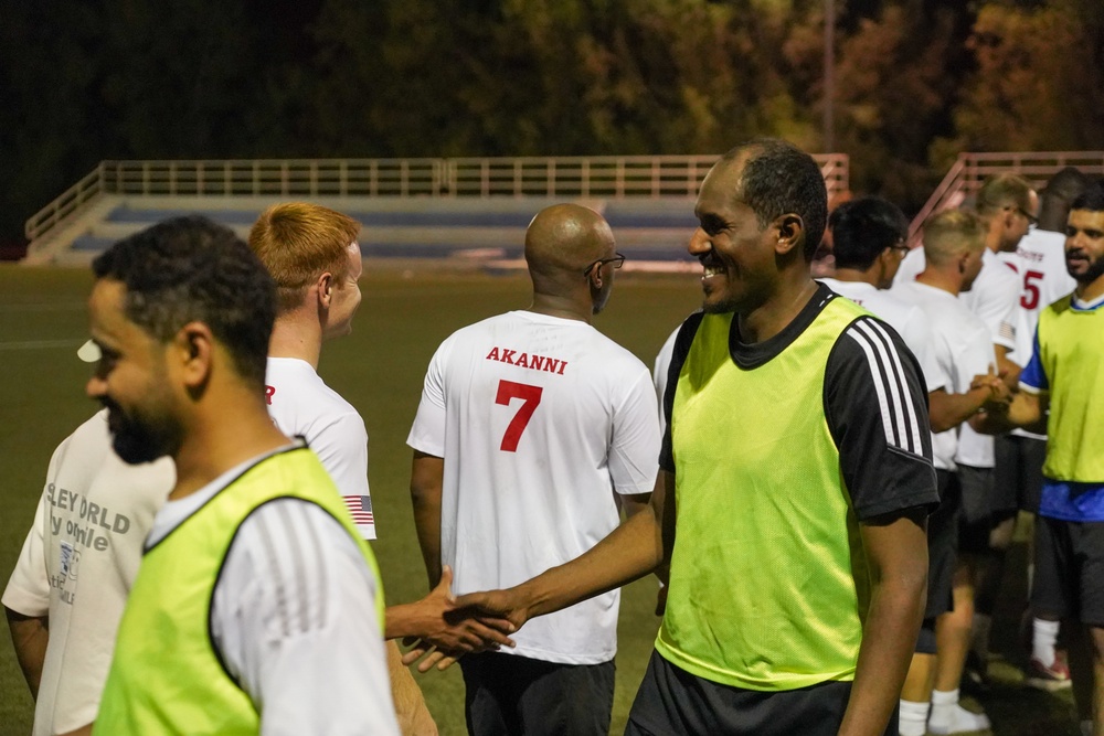 USAF and RSAF hold coalition soccer match