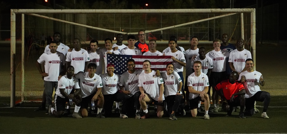 USAF and RSAF hold coalition soccer match