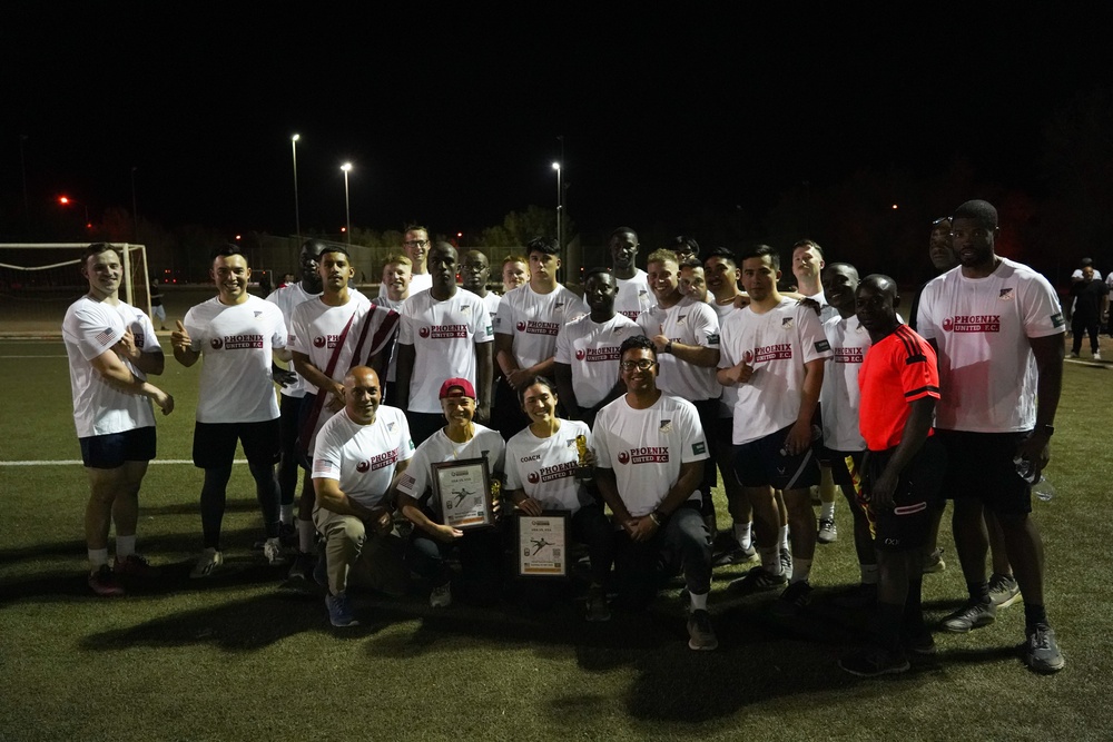 USAF and RSAF hold coalition soccer match