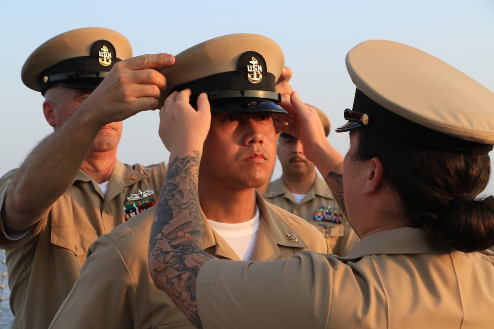 USS Stethem Chief Pinning Ceremony and Replenishment-at-Sea