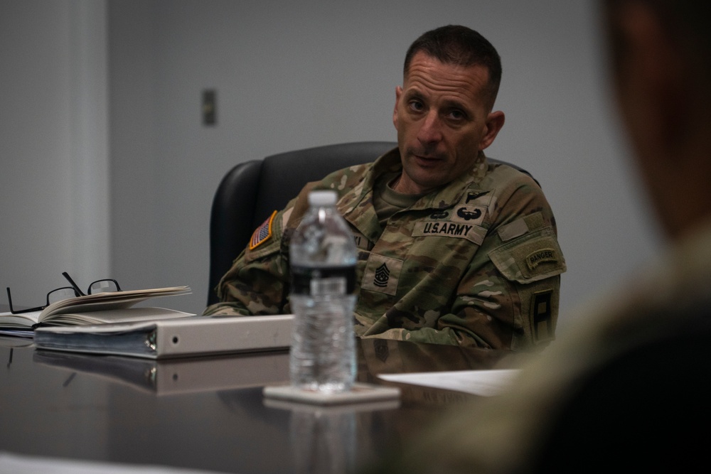 CSM Evan Lewandowski visits the 174th Infantry Brigade