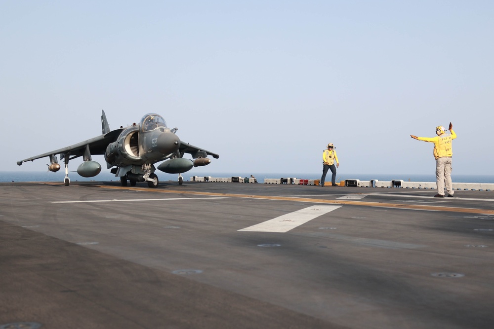 DVIDS - Images - USS Bataan Launch AV-8B Harriers [Image 1 of 4]