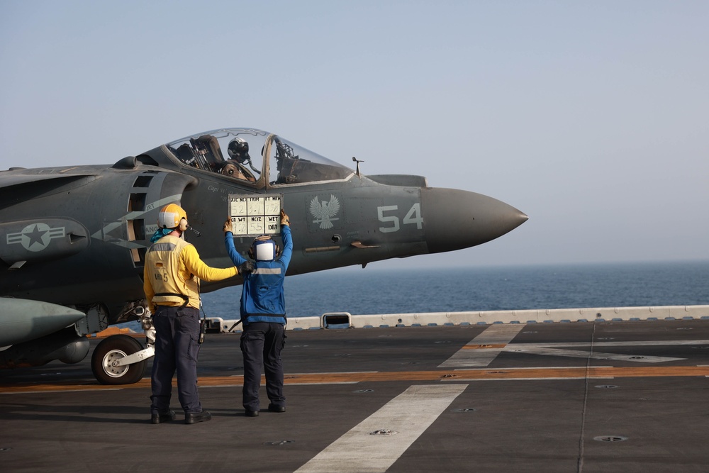 USS Bataan Launch AV-8B Harriers