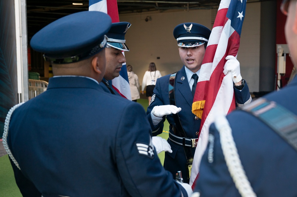 RAF Mildenhall Honor Guard participates in 2023 London NFL Game